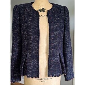 NWT Rebecca Taylor Rainbow Tweed Peplum Blazer Jacket Size 6